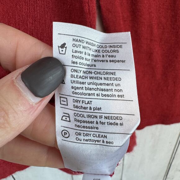 Vince Red Wool Essential Slim Bracelet Sleeve Crew Neck Sweater Pullover Large - Picture 10 of 14